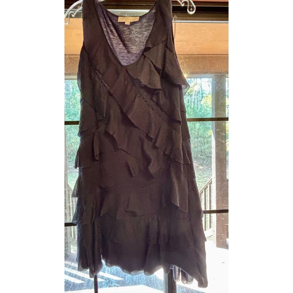 Ann Taylor Loft Navy Blue Tiered Ruffle Dress